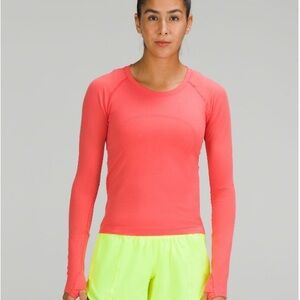 Lululemon Swiftly Tech Long-Sleeve Shirt (Race Length) in Pale Rasberry
